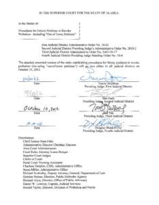 Uniform Administrative Order: Establishing Procedures for Felony Petitions to Revoke Probation (Including 