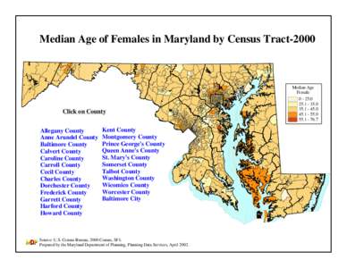 Median Age of Females in Maryland by Census TractClick on County Allegany County Anne Arundel County Baltimore County