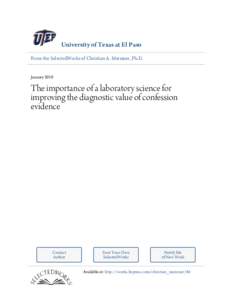 University of Texas at El Paso From the SelectedWorks of Christian A. Meissner, Ph.D. January[removed]The importance of a laboratory science for