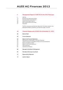AUDI AG FinancesManagement Report of AUDI AG for the 2012 fiscal year