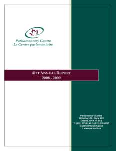 41st Annual Report of the Parliamentary Centre