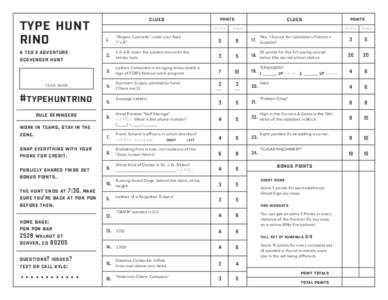 type hunt rino clues  clues