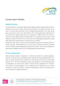 Country report: Ethiopia Hospitality sector The hotel industry is a multi-billion dollar industry employing millions of people across the world. Ethiopia’s sound economic policy and peace have provided a favourable env