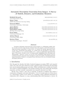 Journal of Artificial Intelligence Research442  Submitted 07/15; publishedAutomatic Description Generation from Images: A Survey of Models, Datasets, and Evaluation Measures