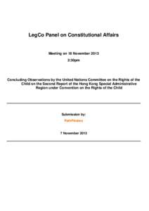LegCo Panel on Constitutional Affairs  Meeting on 18 November:30pm  Concluding Observations by the United Nations Committee on the Rights of the