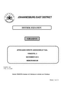 JOHANNESBURG EAST DISTRICT  DISTRIK-EKSAMEN GRAAD 11