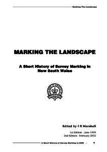 Marking The Landscape  MARKING THE LANDSCAPE A Short History of Survey Marking in New South Wales