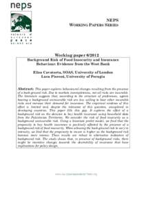 NEPS WORKING PAPERS SERIES Working paperBackground Risk Ri of Food Insecurity and Ins