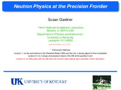 Neutron Physics at the Precision Frontier