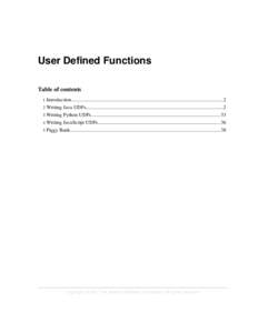 User Defined Functions Table of contents 1 Introduction........................................................................................................................2