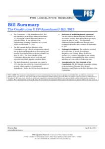 Microsoft Word - Bill Summary - Constitutional _119th_ Amendment - Final