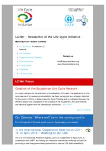 LC Net • March/April 2014 edition • Newsletter of the Life Cycle Initiative