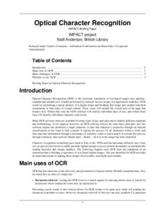 Optical Character Recognition - IMPACT Briefing Paper