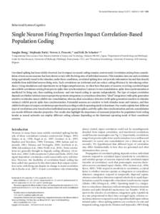 The Journal of Neuroscience, January 25, 2012 • 32(4):1413–1428 • 1413  Behavioral/Systems/Cognitive Single Neuron Firing Properties Impact Correlation-Based Population Coding