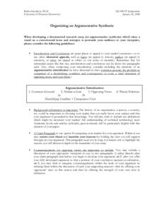Microsoft Word - Organizing an Argumentative Synthesis.doc