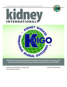 OFFICIAL JOURNAL OF THE INTERNATIONAL SOCIETY OF NEPHROLOGY  KDIGO Clinical Practice Guideline for the Diagnosis, Evaluation, Prevention, and