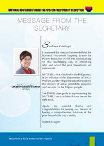 NATIONAL HOUSEHOLD TARGETING SYSTEM FOR POVERTY REDUCTION  Message from the SECRETARY  S