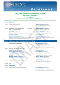 Data, The gate to a Smart Energy System High-Level Conference 21st May 2015 Renaissance Hotel (Rue du Parnasse 19, 1050 Brussels) 08h45