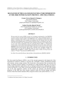PHYSOR 2012 – Advances in Reactor Physics – Linking Research, Industry, and Education Knoxville, Tennessee, USA, April 15-20, 2012, on CD-ROM, American Nuclear Society, LaGrange Park, ILREANALYSIS OF THE GAS-