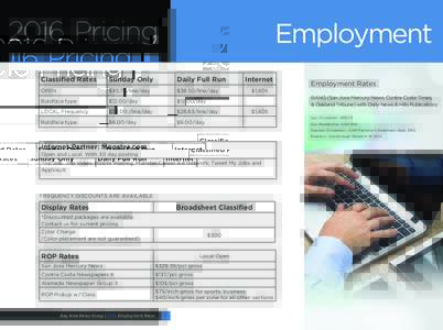 2016 Pricing  Employment Classified Rates