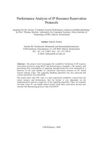 Performance Analysis of IP Resource Reservation Protocols