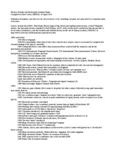 History of Radio and Particularly Amateur Radio Compiled by Dave Casler, KEØOG, 16 April 2014 Definition of amateur: one who uses his own resources to do something; not paid; not sponsored by a corporate entity or busin