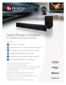 TVee® Model 30  Home Theater Simplified 3.1 Soundbar and wireless subwoofer Smart Features