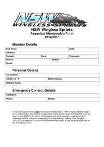 NSW Wingless Sprints Associate Membership FormMember Details Full Name: