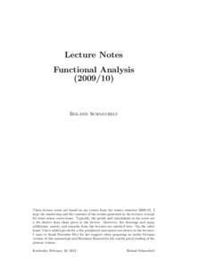 Lecture Notes Functional AnalysisRoland Schnaubelt