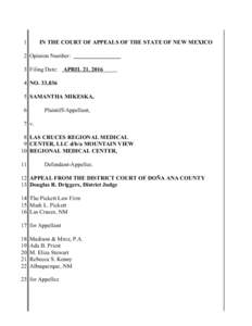 1  IN THE COURT OF APPEALS OF THE STATE OF NEW MEXICO 2 Opinion Number: 3 Filing Date: APRIL 21, 2016