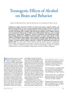 Teratogenic Effects of Alcohol on Brain and Behavior