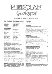 MERCIAN Geologist VOLUME 18 PART 1 AUGUST 2012