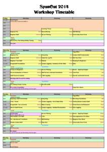 SpunOut 2014 Workshop Timetable Friday 12 noon  Workshop