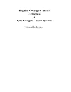 Singular Cotangent Bundle Reduction & Spin Calogero-Moser Systems Simon Hochgerner