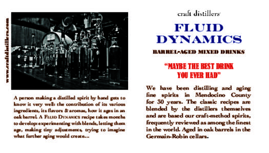 www.craftdistillers.com  fluid DYNAMics barrel-aged mixed drinks