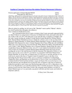 Southern Campaign American Revolution Pension Statements & Rosters Pension application of Daniel Marshall R6928 Transcribed by Will Graves f25VA[removed]