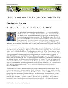 www.blackforesttrails.org  Summer 2015 BLACK FOREST TRAILS ASSOCIATION NEWS President’s Corner