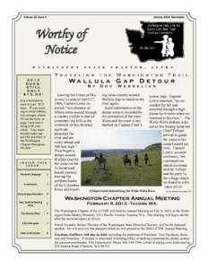 January 2013 Newsletter  Volume 14, Issue 1 Worthy of Notice
