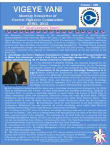 Volume – XIII  VIGEYE VANI Monthly Newsletter of Central Vigilance Commission APRIL 2012