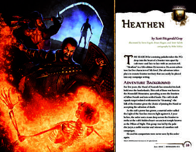 Heathen by Scott Fitzgerald Gray illustrated by Steve Argyle, Brian Hagan, and Amir Salehi cartography by Mike Schley  T