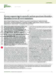 letters  Exome sequencing in sporadic autism spectrum disorders identifies severe de novo mutations  © 2011 Nature America, Inc. All rights reserved.