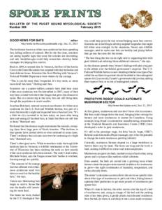 SPOR E PR I N TS BULLETIN OF THE PUGET SOUND MYCOLOGICAL SOCIETY Number 509 FebruaryGOOD NEWS FOR BATS