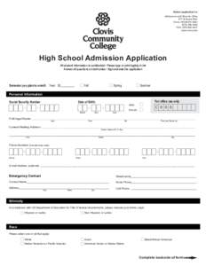 High School Admission Application