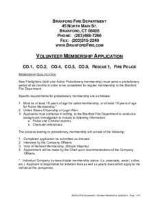 Branford Fire Department Membership Application