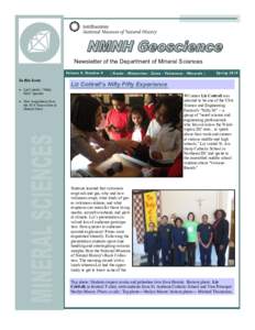 Newsletter of the Department of Mineral Sciences Volume 4, Number 4 In this Issue  Liz Cottrell—”Nifty Fifty” Speaker