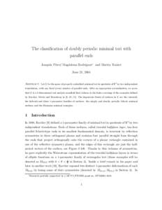 The classification of doubly periodic minimal tori with parallel ends Joaqu´ın P´erez∗, Magdalena Rodr´ıguez∗ and Martin Traizet June 21, 2004  Abstract. Let K be the space of properly embedded minimal tori in q