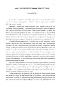 1  prof. PAOLO POMBENI - laudatio ROMANO PRODI 5 settembre 2014