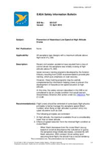 EASA SIB No.: EASA Safety Information Bulletin SIB No.: Issued:
