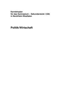 Kernlehrplan für das Gymnasium – Sekundarstufe I (G8) in Nordrhein-Westfalen Politik/Wirtschaft