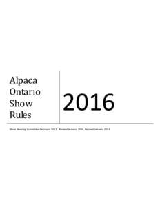 Alpaca Ontario Show Rules  2016